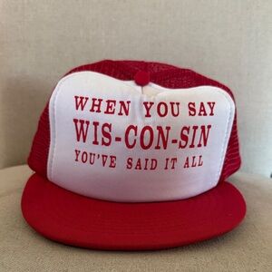 Wisconsin University Badgers Vintage SnapBack Trucker Hat When You Say Red White
